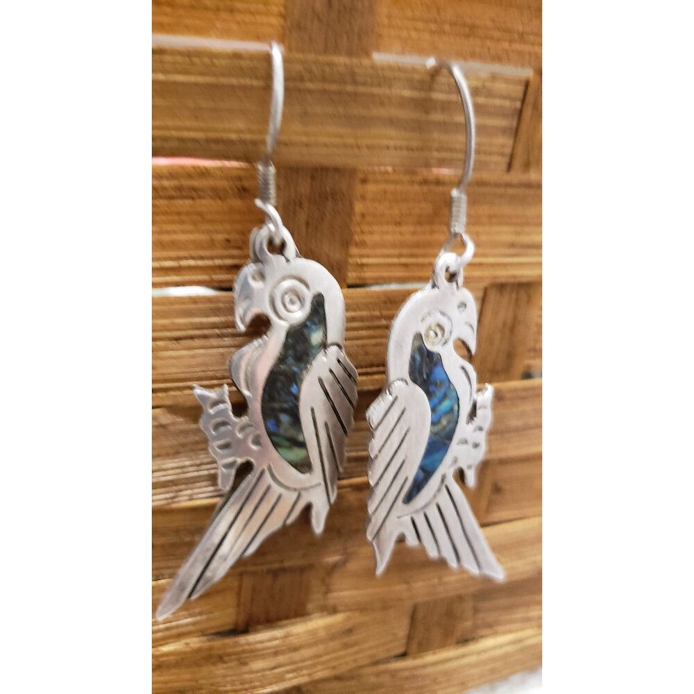 Silver Parrot Earrings Vintage Silver Mexican 925